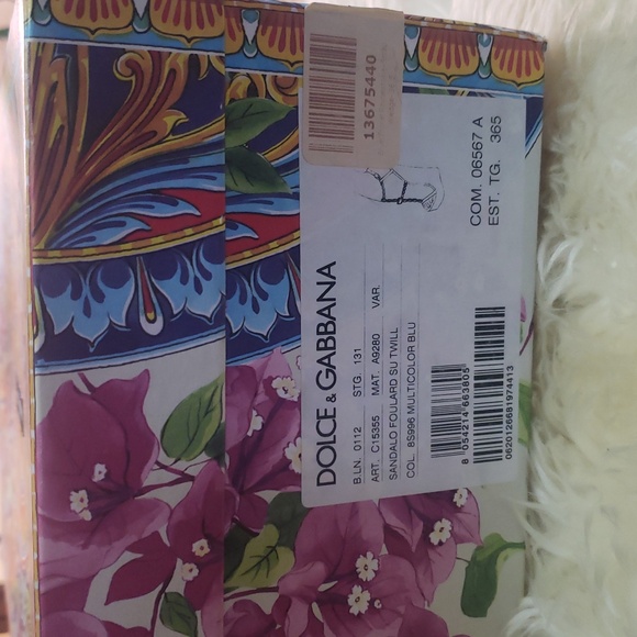 Dolce & Gabbana Multicolor Rhinestone Blue Floral Platform Wedge Sandal 6 1/2 - Picture 11 of 11